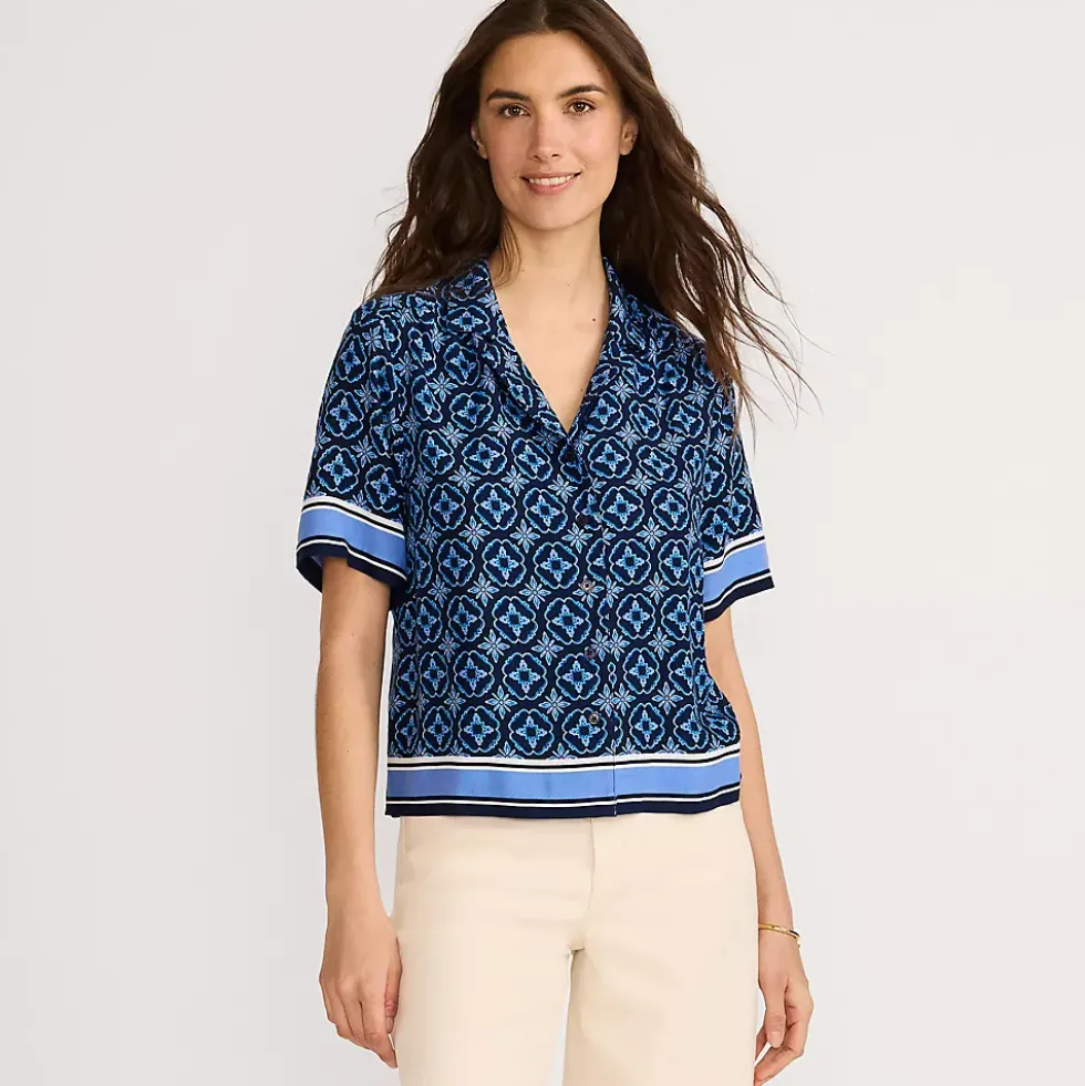 Women's Rayon Short Sleeve Camp Shirt