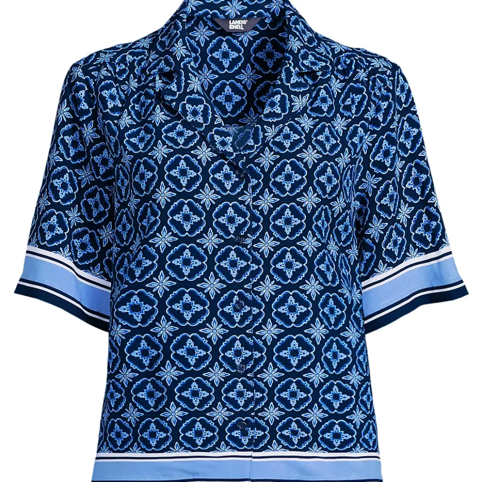 Women's Rayon Short Sleeve Camp Shirt