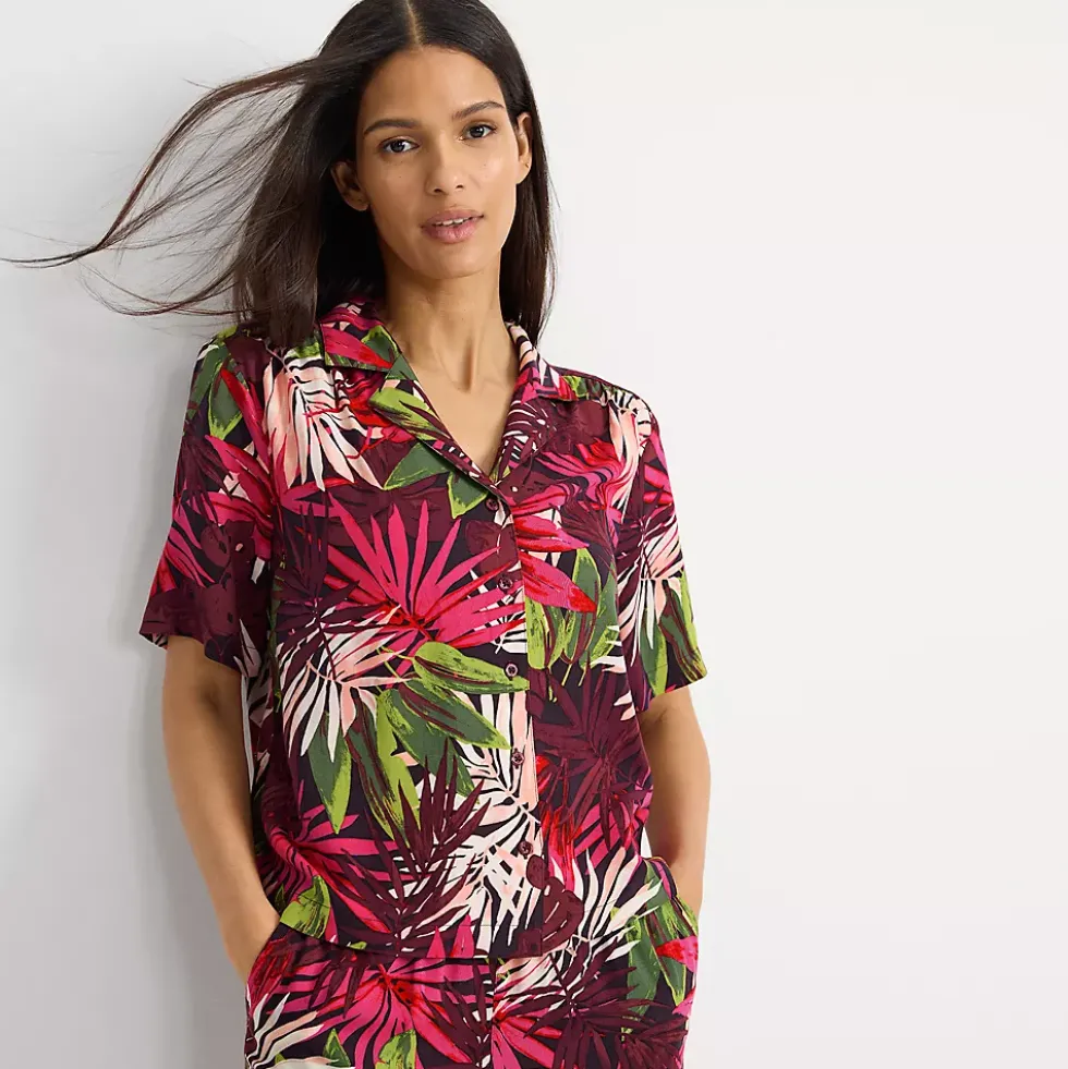 Women's Rayon Short Sleeve Camp Shirt