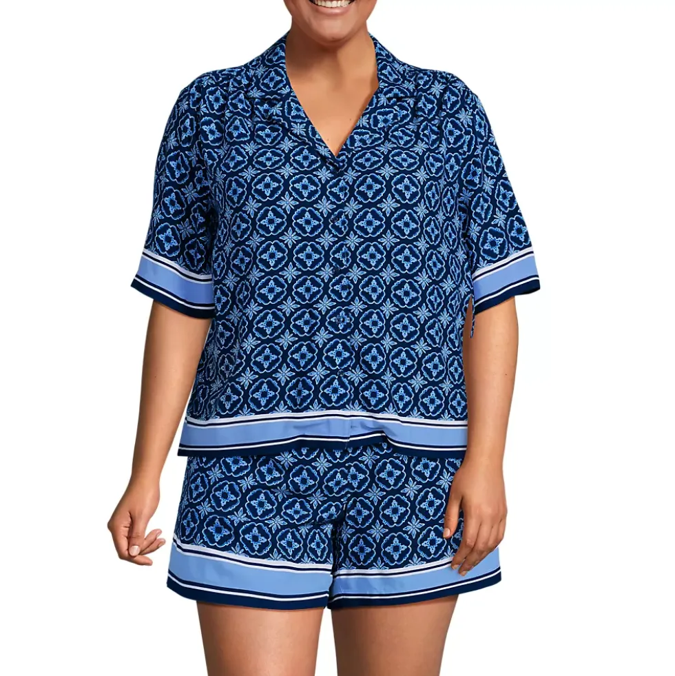 Women's Rayon Short Sleeve Camp Shirt