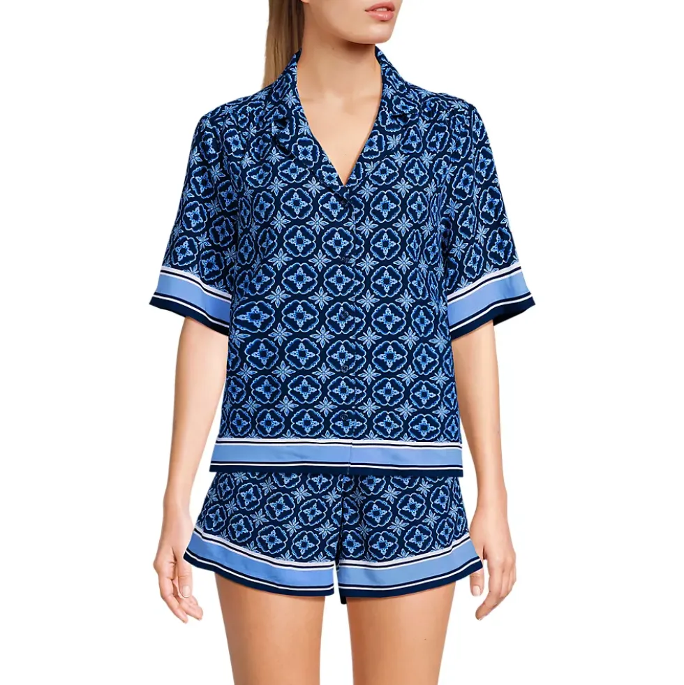 Women's Rayon Short Sleeve Camp Shirt