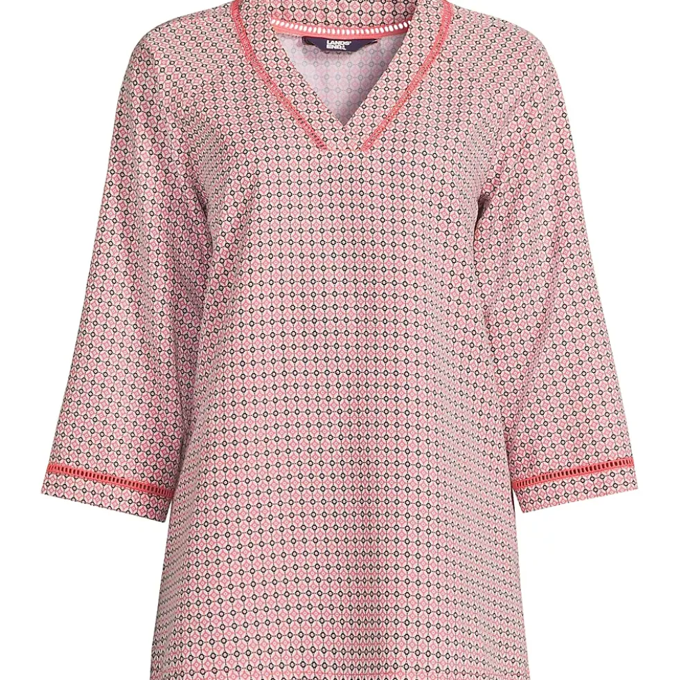 Women's Rayon 3/4 Sleeve V Neck Tunic Top