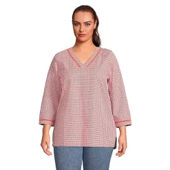 Women's Rayon 3/4 Sleeve V Neck Tunic Top
