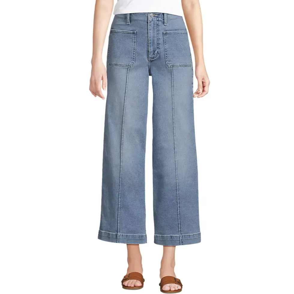 Women's Recover Denim High Rise Patch Pocket Extra Wide Leg Crop Jeans
