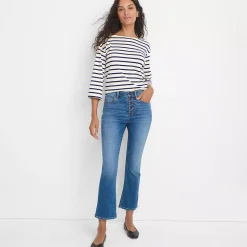 Women's Recover High Rise Button Front Kick Flare Crop Jeans