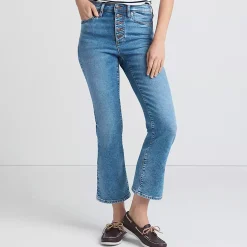 Women's Recover High Rise Button Front Kick Flare Crop Jeans