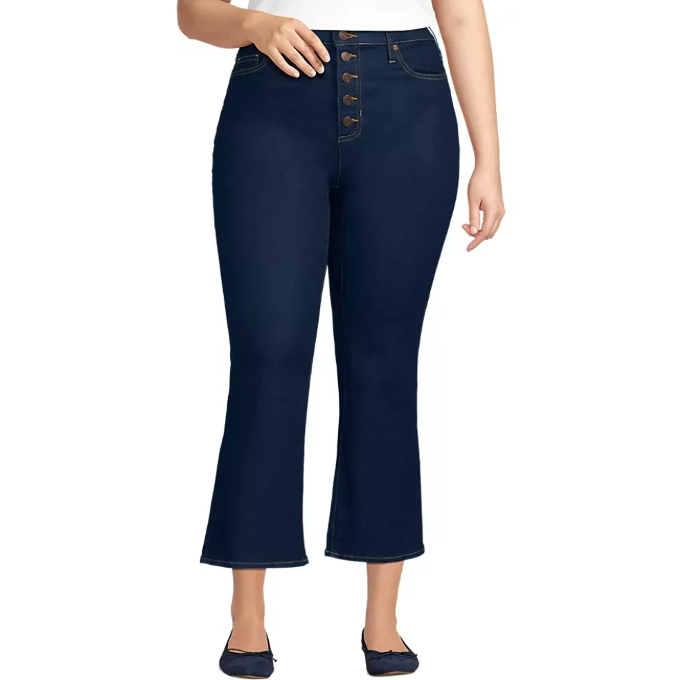 Women's Recover High Rise Button Front Kick Flare Crop Jeans
