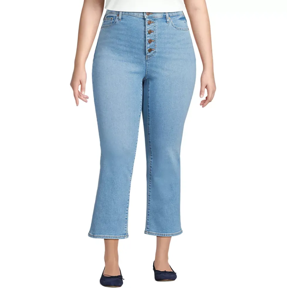 Women's Recover High Rise Button Front Kick Flare Crop Jeans