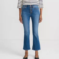 Women's Recover High Rise Button Front Kick Flare Crop Jeans
