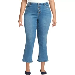 Women's Recover High Rise Button Front Kick Flare Crop Jeans