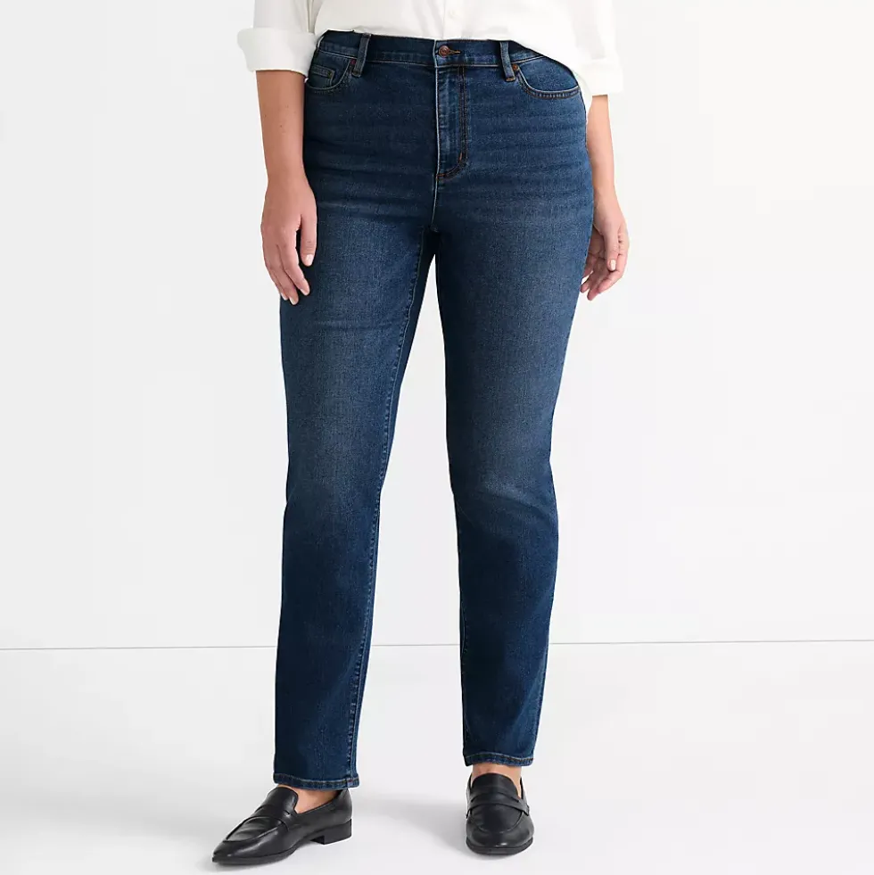 Women's Recover High Rise Straight Leg Blue Jeans