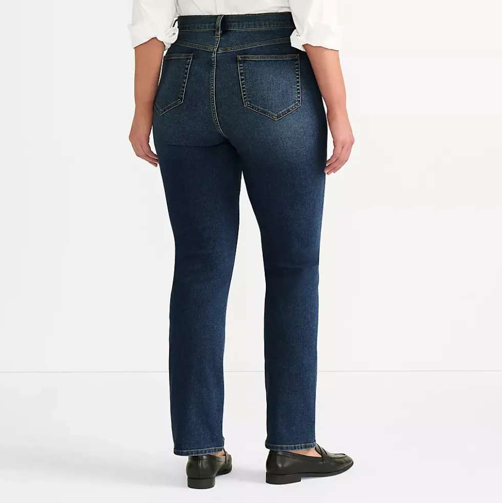 Women's Recover High Rise Straight Leg Blue Jeans