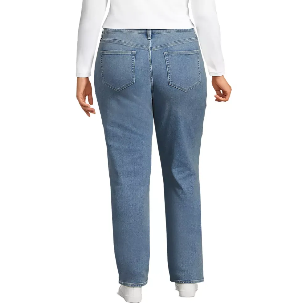 Women's Recover Mid Rise Straight Leg Blue Jeans