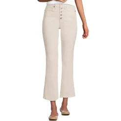 Women's Recycled Denim High Rise Button Front Kick Flare Crop Jeans