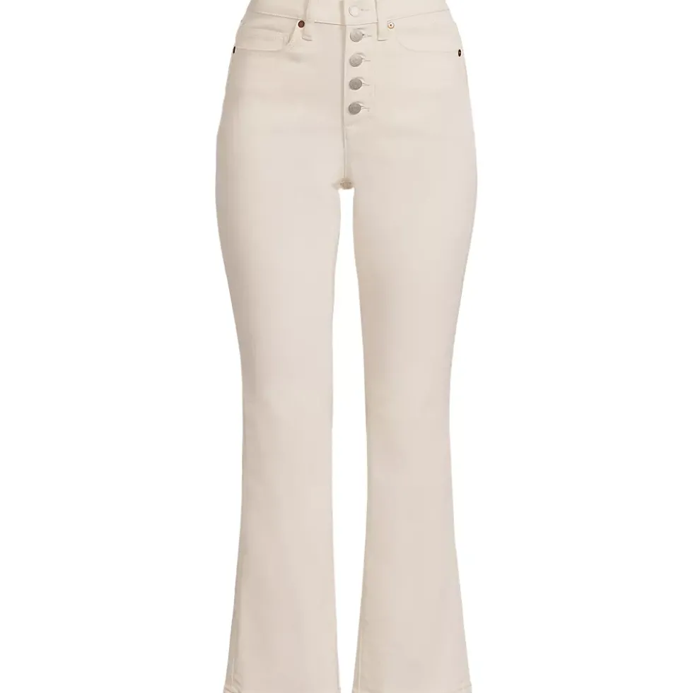 Women's Recycled Denim High Rise Button Front Kick Flare Crop Jeans