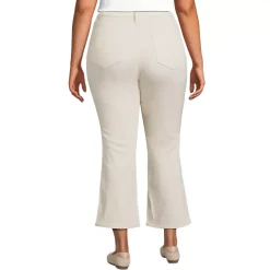 Women's Recycled Denim High Rise Button Front Kick Flare Crop Jeans