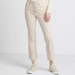 Women's Recycled Denim High Rise Button Front Kick Flare Crop Jeans