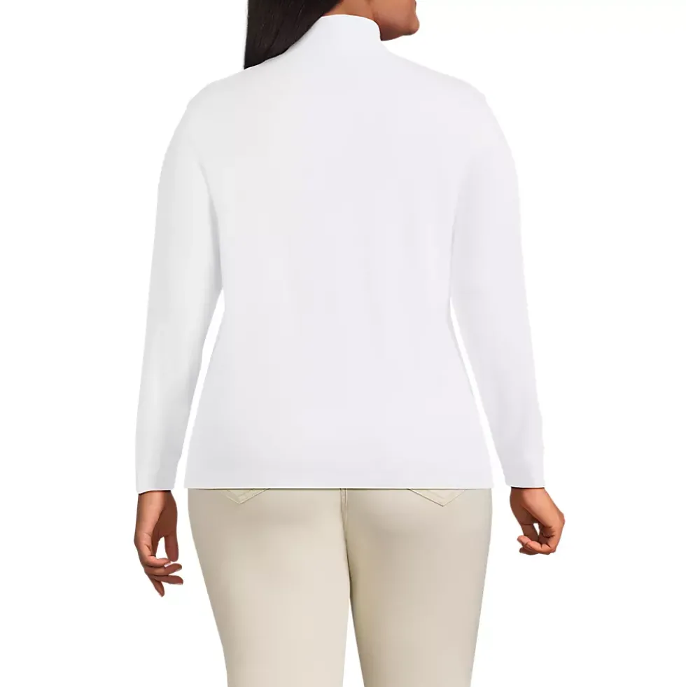 Women's Relaxed Cotton Long Sleeve Mock Turtleneck