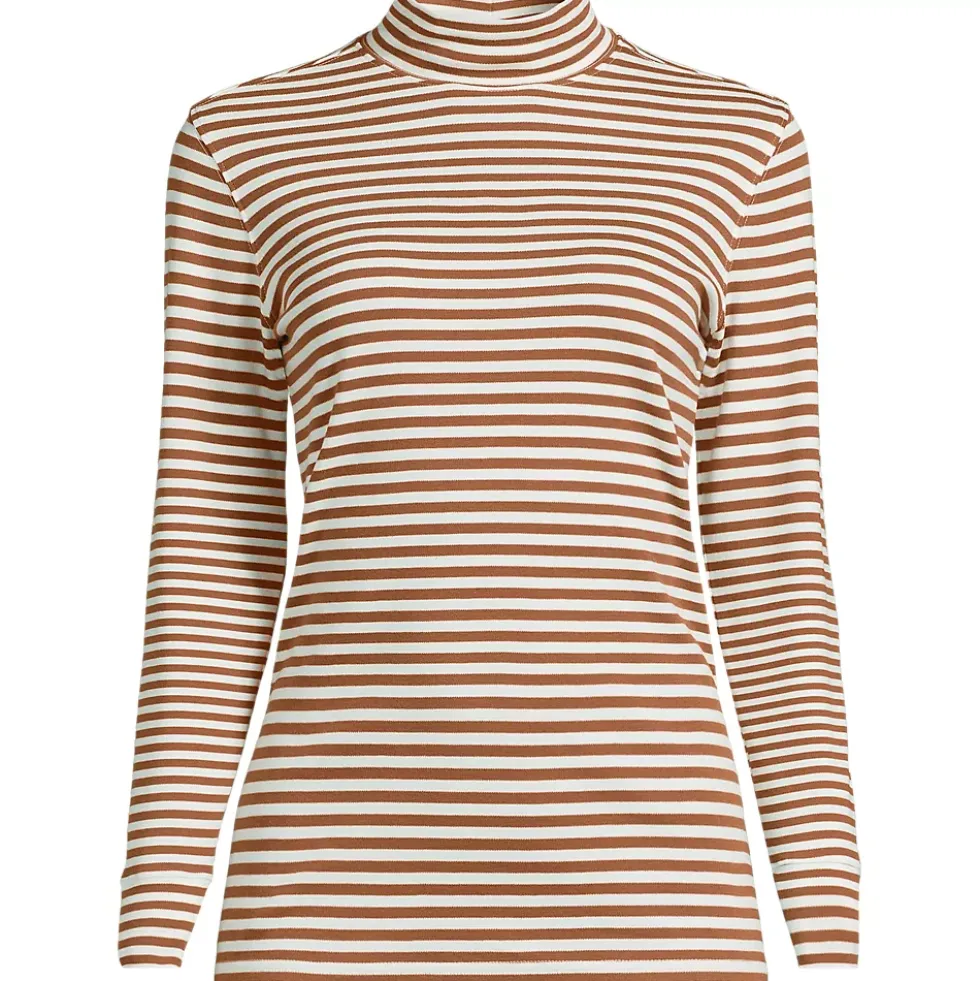 Women's Relaxed Cotton Long Sleeve Mock Turtleneck