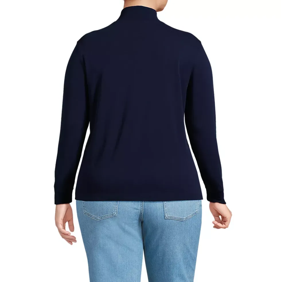 Women's Relaxed Cotton Long Sleeve Mock Turtleneck