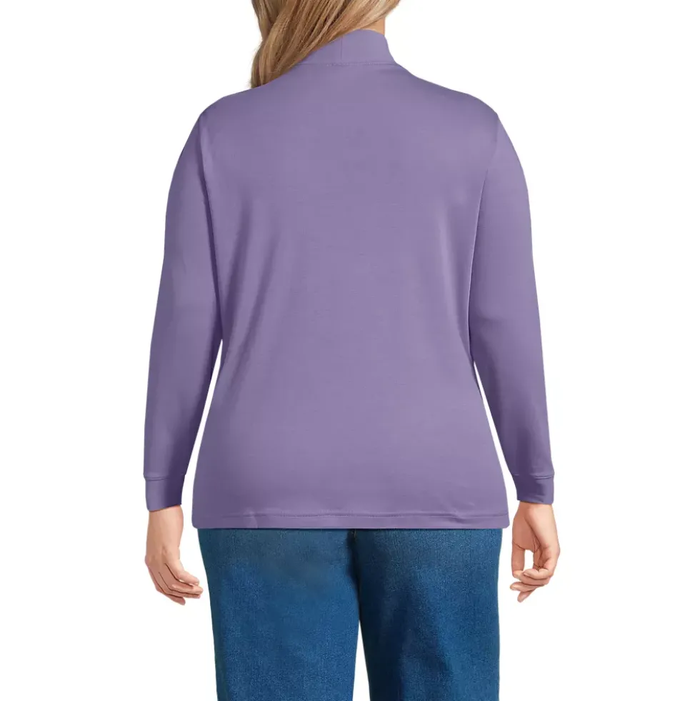 Women's Relaxed Cotton Long Sleeve Mock Turtleneck