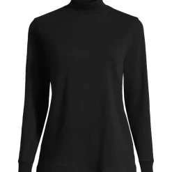 Women's Relaxed Cotton Long Sleeve Mock Turtleneck