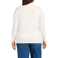 Women's Relaxed Cotton Long Sleeve Mock Turtleneck