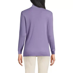 Women's Relaxed Cotton Long Sleeve Mock Turtleneck