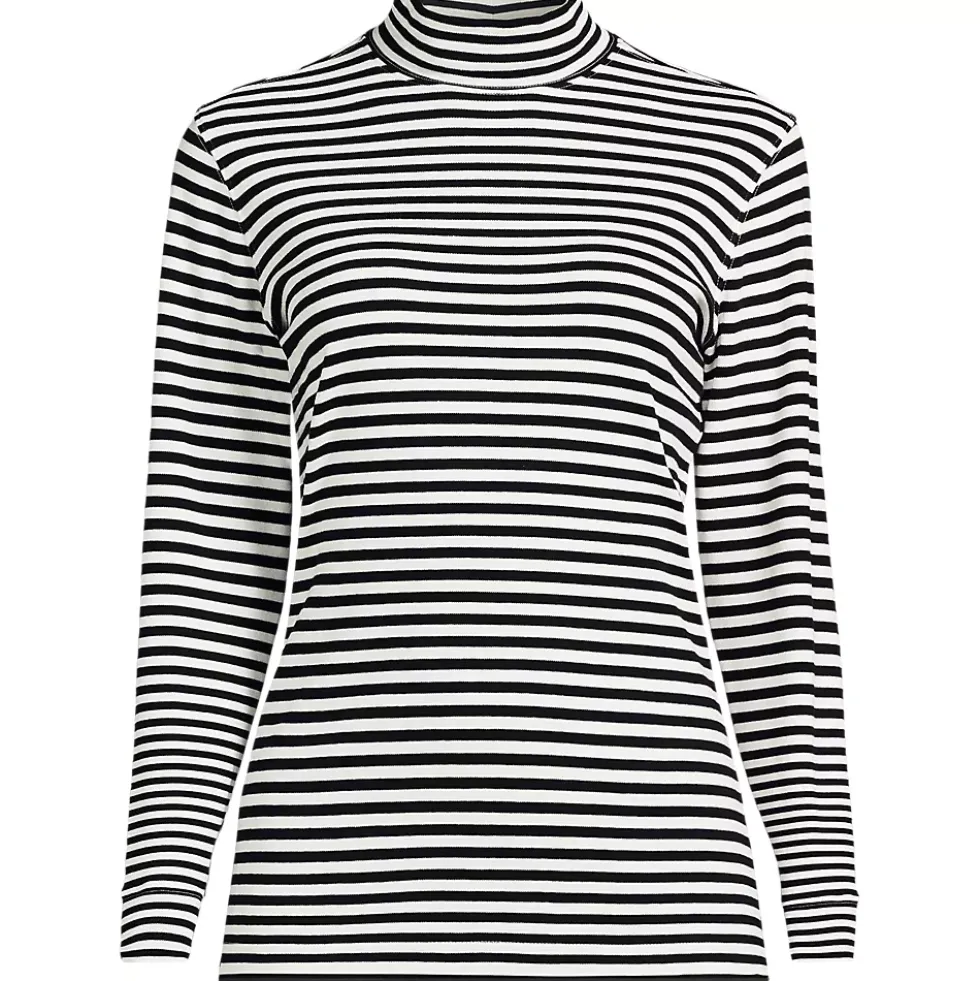 Women's Relaxed Cotton Long Sleeve Mock Turtleneck
