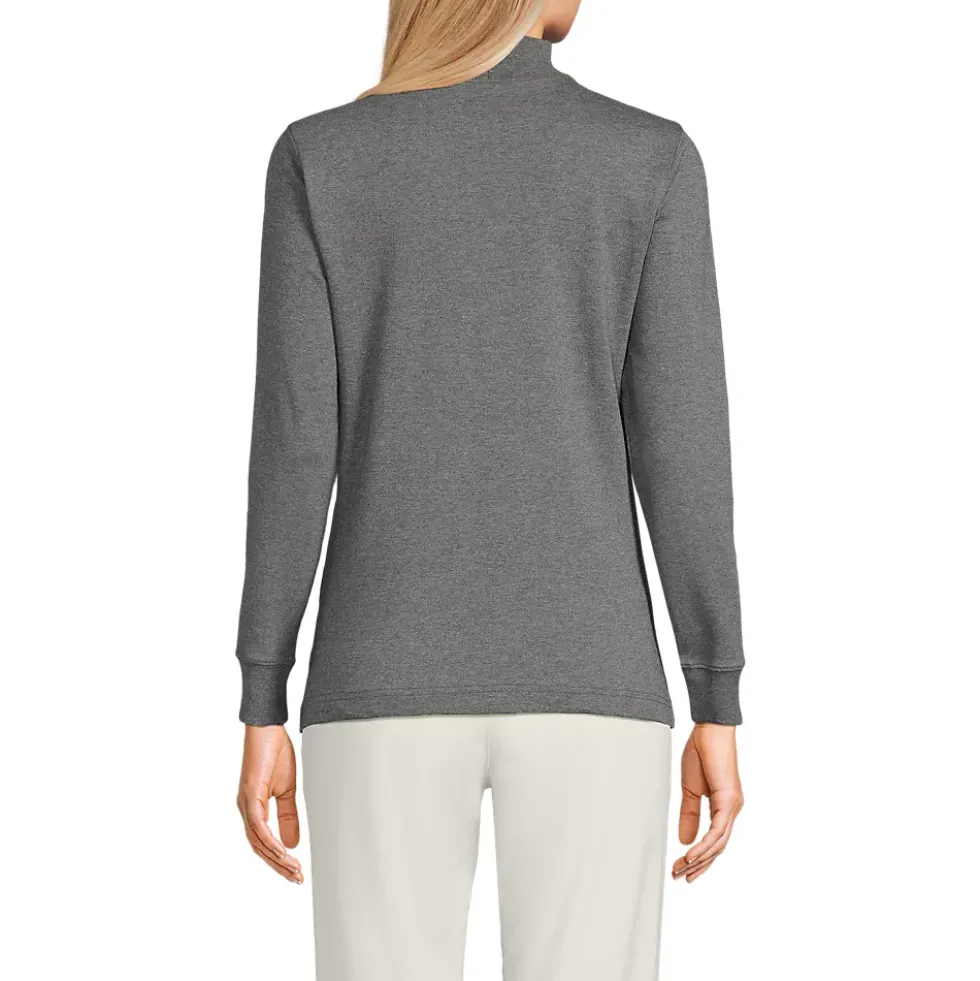 Women's Relaxed Cotton Long Sleeve Mock Turtleneck
