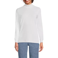 Women's Relaxed Cotton Long Sleeve Mock Turtleneck
