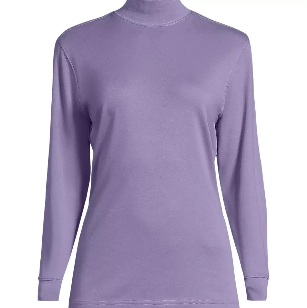 Women's Relaxed Cotton Long Sleeve Mock Turtleneck
