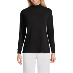 Women's Relaxed Cotton Long Sleeve Mock Turtleneck