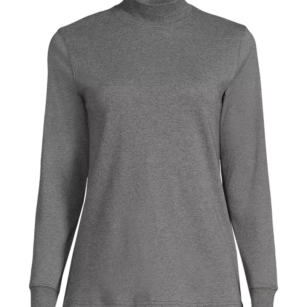 Women's Relaxed Cotton Long Sleeve Mock Turtleneck