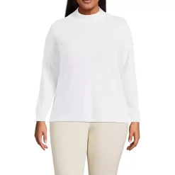 Women's Relaxed Cotton Long Sleeve Mock Turtleneck