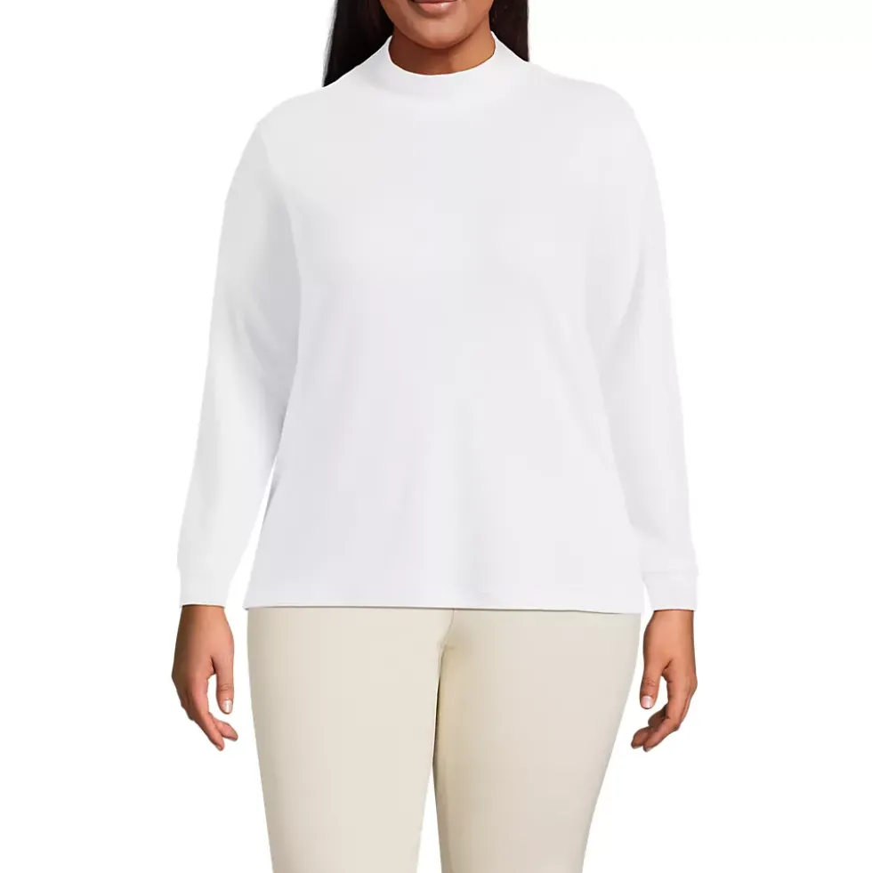 Women's Relaxed Cotton Long Sleeve Mock Turtleneck