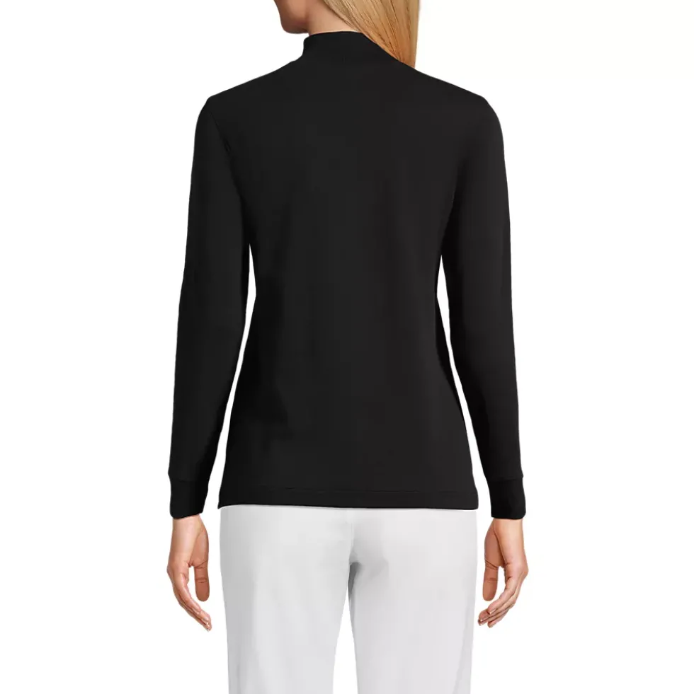 Women's Relaxed Cotton Long Sleeve Mock Turtleneck