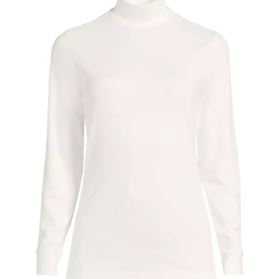 Women's Relaxed Cotton Long Sleeve Mock Turtleneck