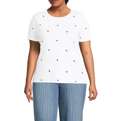 Women's Relaxed Supima Cotton Embroidered Crew Neck T-Shirt
