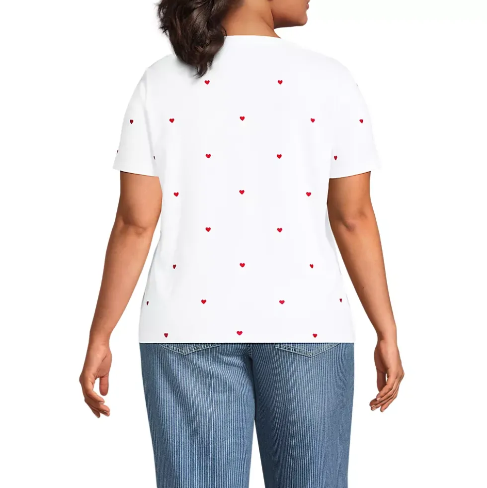 Women's Relaxed Supima Cotton Embroidered Crew Neck T-Shirt