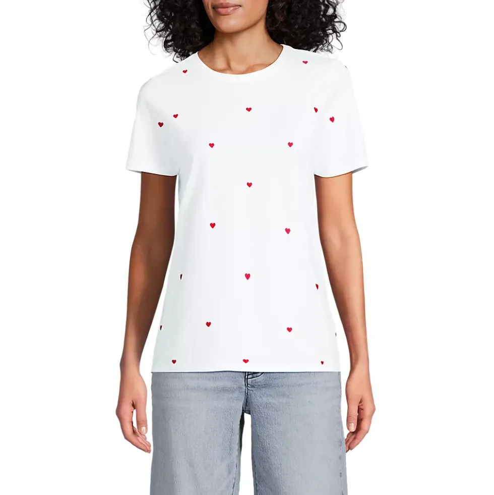 Women's Relaxed Supima Cotton Embroidered Crew Neck T-Shirt