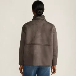 Women's Reversible Faux Shearling Fleece Button Front Coat