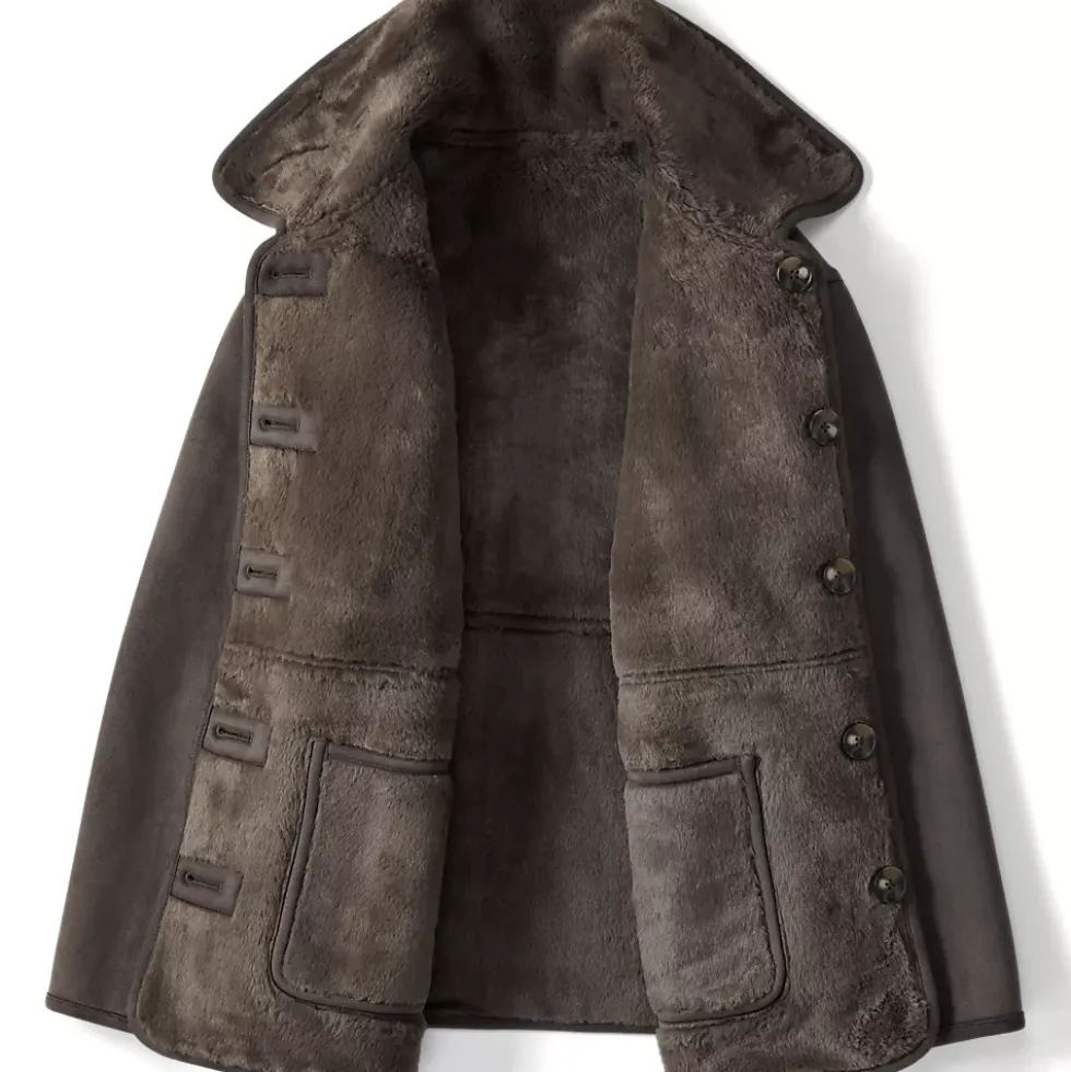 Women's Reversible Faux Shearling Fleece Button Front Coat