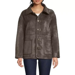Women's Reversible Faux Shearling Fleece Button Front Coat
