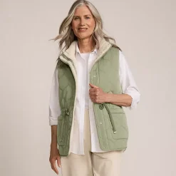 Women's Reversible Quilted Sherpa Fleece Vest