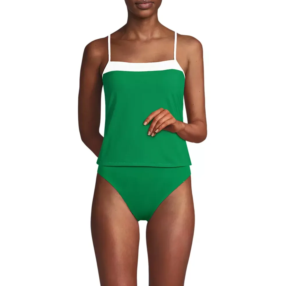 Women's Reversible Scoop Neck Tie Back Tankini Swimsuit Top