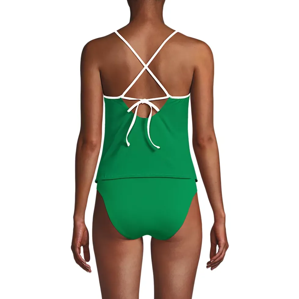 Women's Reversible Scoop Neck Tie Back Tankini Swimsuit Top