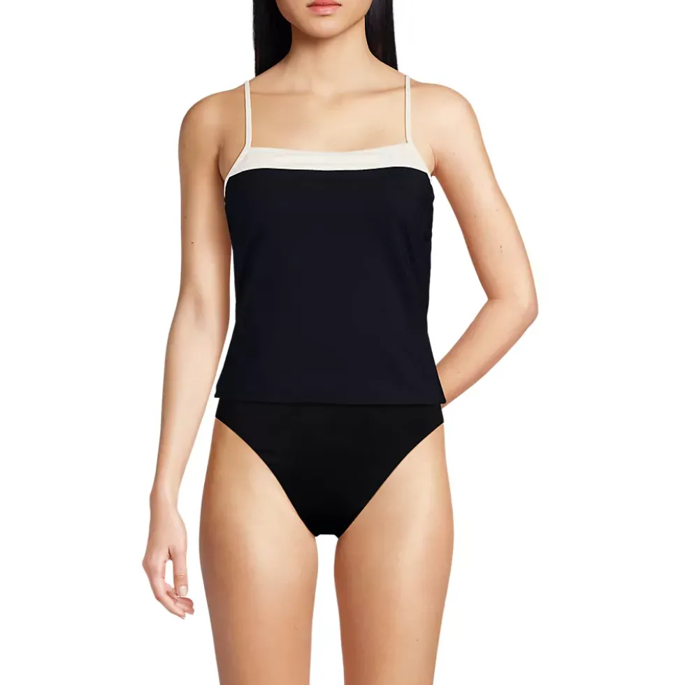 Women's Reversible Scoop Neck Tie Back Tankini Swimsuit Top