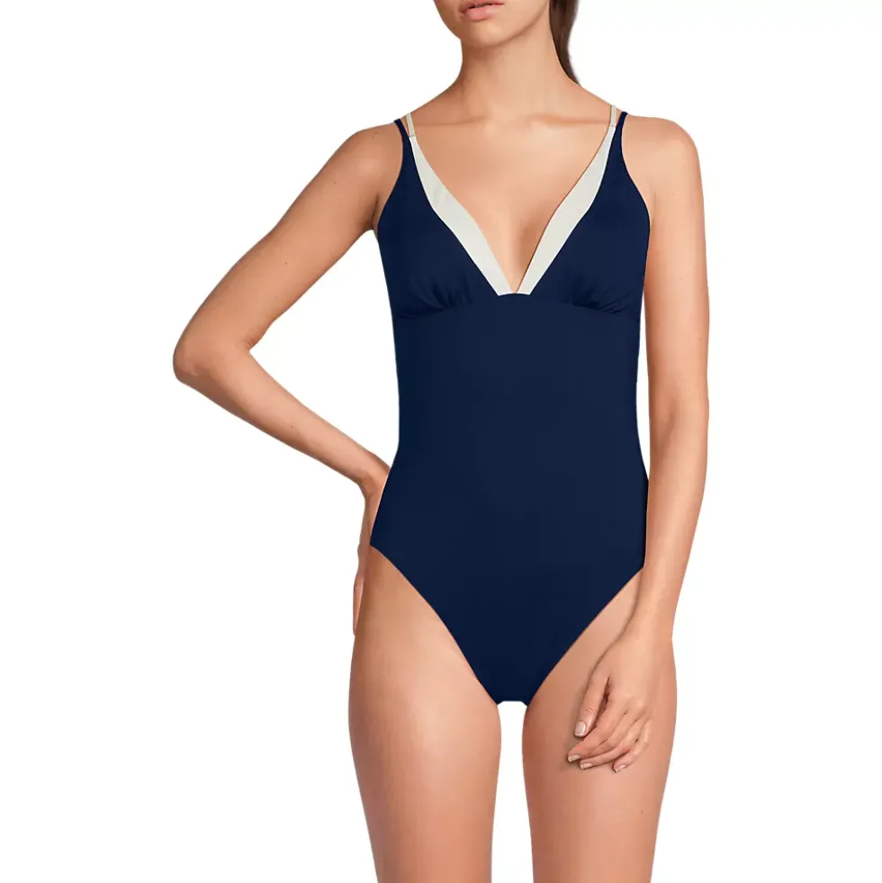 Women's Reversible V-Neck Ultra High Leg Strappy One Piece Swimsuit