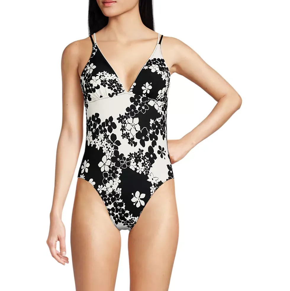 Women's Reversible V-Neck Ultra High Leg Strappy One Piece Swimsuit